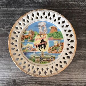 Vintage Wyoming Souvenir Plate | 1980s Japan Travel Decor